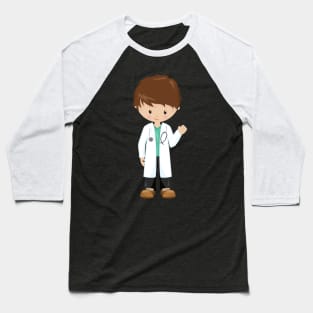 Doctor, Lab Coat, Medicine, Cute Boy, Brown Hair Baseball T-Shirt